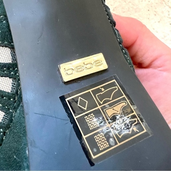 NWOB BEBE Giselle Green suede leather platform heels women’s size 9 - Picture 8 of 9